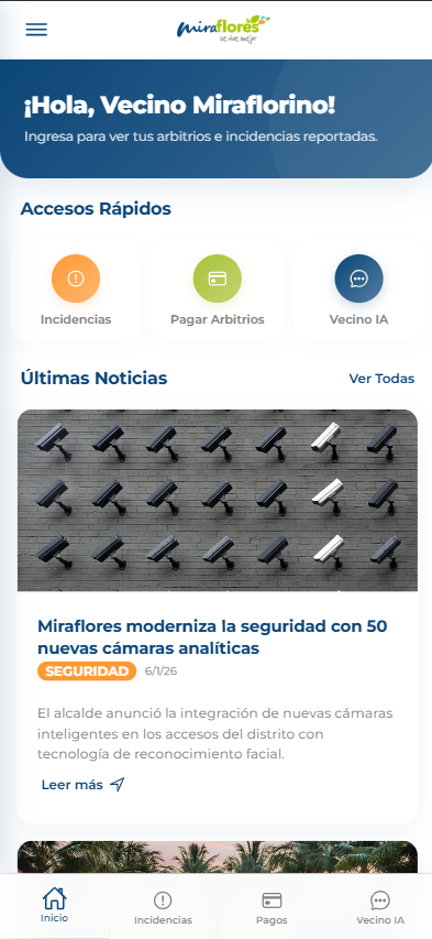 Pantalla de la App